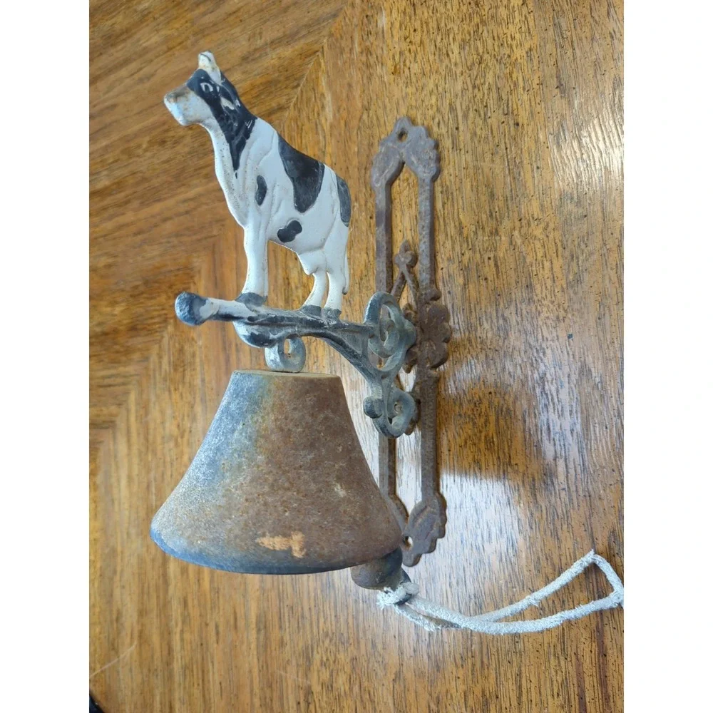 Cast‎ Iron Cow Scrolls Dinner Bell Wall Mounted Farmhouse Ranch Rustic Decor